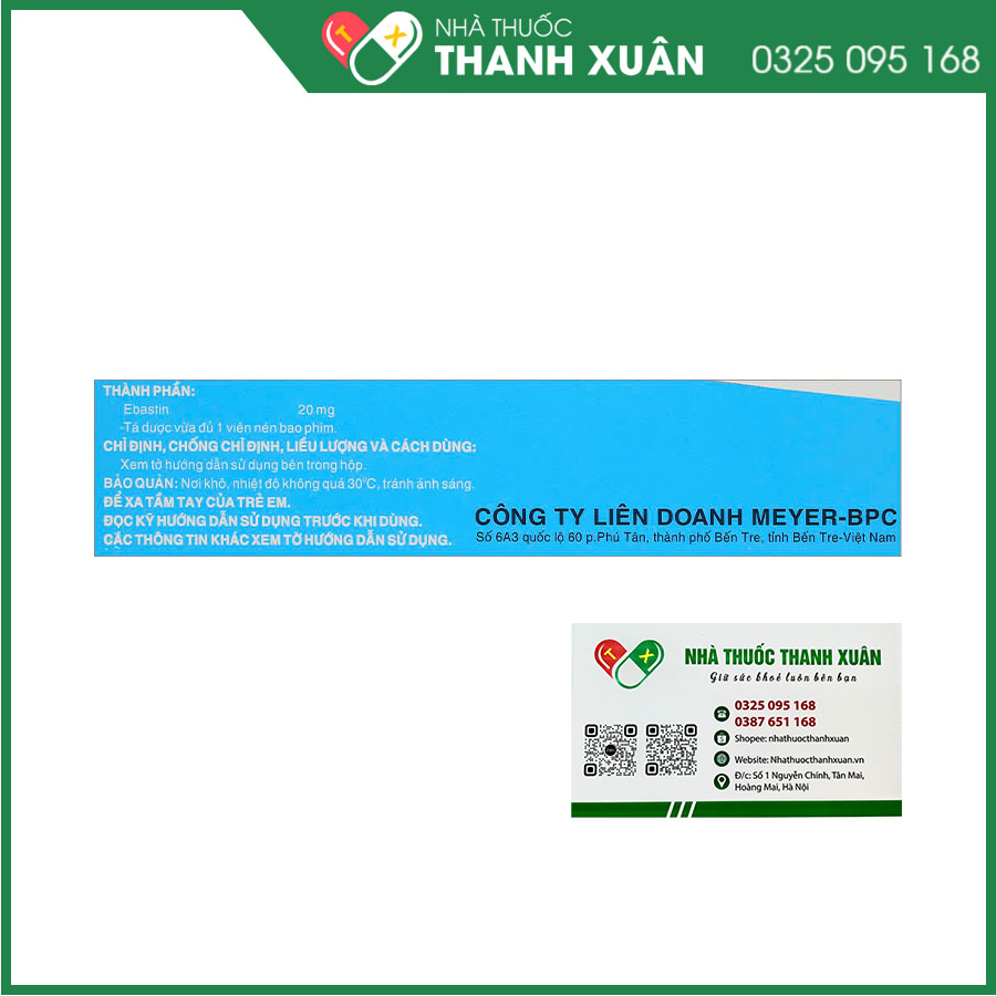 Thuốc Meyerbastin 20 điều trị viêm mũi dị ứng và mày đay vô căn mãn tính